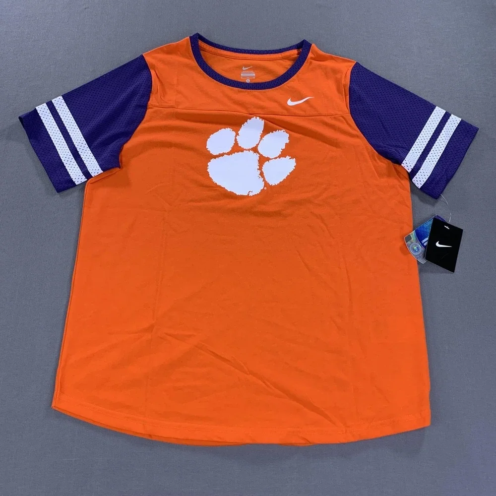 Clemson Tigers Shirt‎ Womens XL Orange Purple NCAA Football Nike Short Sleeve